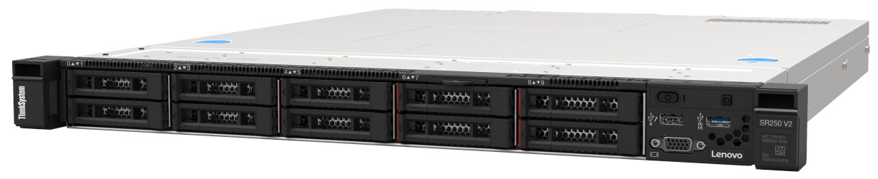Lenovo ThinkSystem SR250 V2 Server with Intel Xeon E-2378, 32GB RAM, RAID 5350-8i, 450W Power Supply