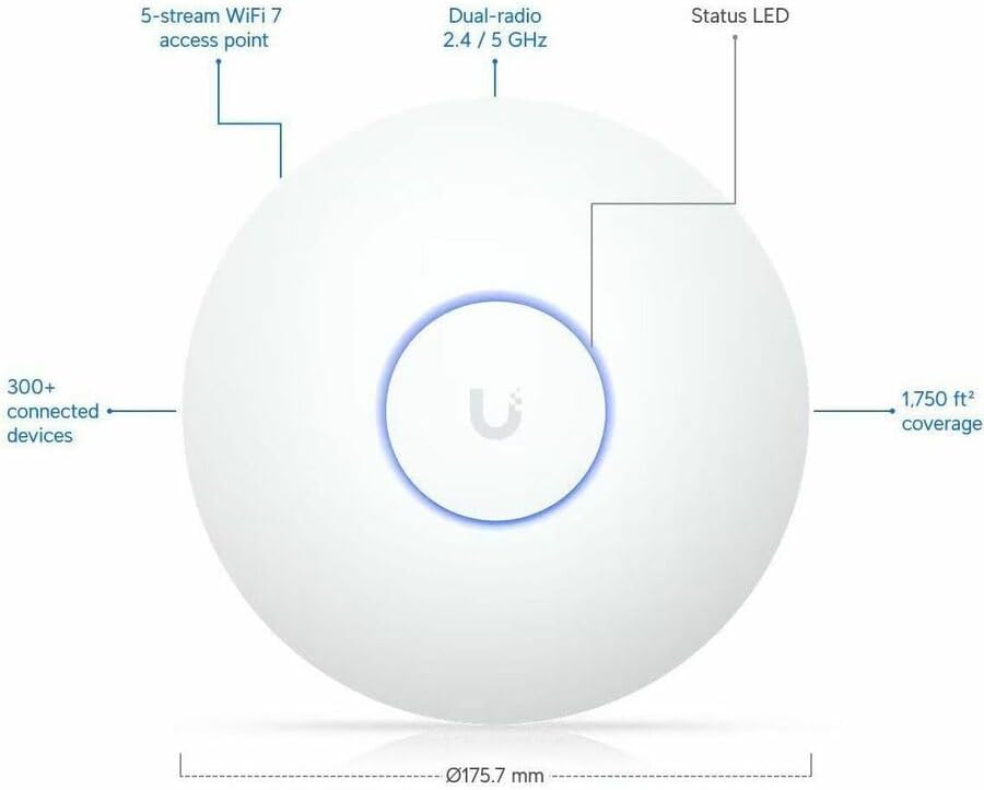 Ubiquiti U7-LR WiFi 7 Access Point with 5 Spatial Streams, Long-Range, PoE+ - Image 6