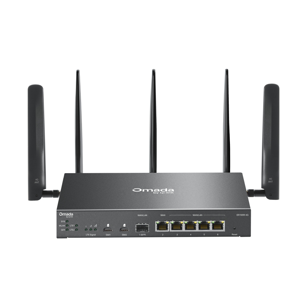 TP-Link ER706W-4G Omada 4G+ Cat6 AX3000 Wi-Fi 6 Gigabit VPN Gateway with 512MB DDR4 RAM and 256MB Flash - Image 2