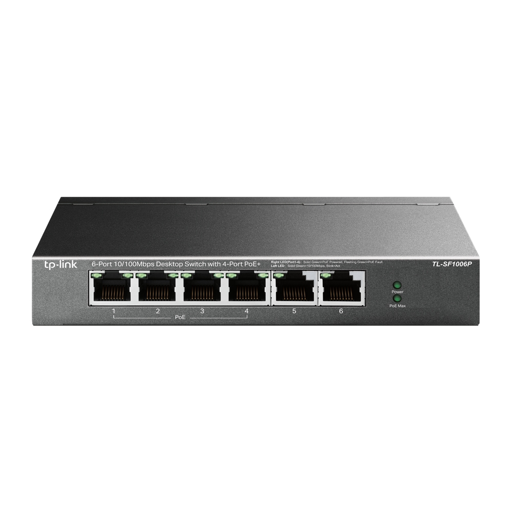 TP-Link TL-SF1006P 6-Port 10/100Mbps Desktop Switch with 4-Port PoE+ and 67W Power Budget