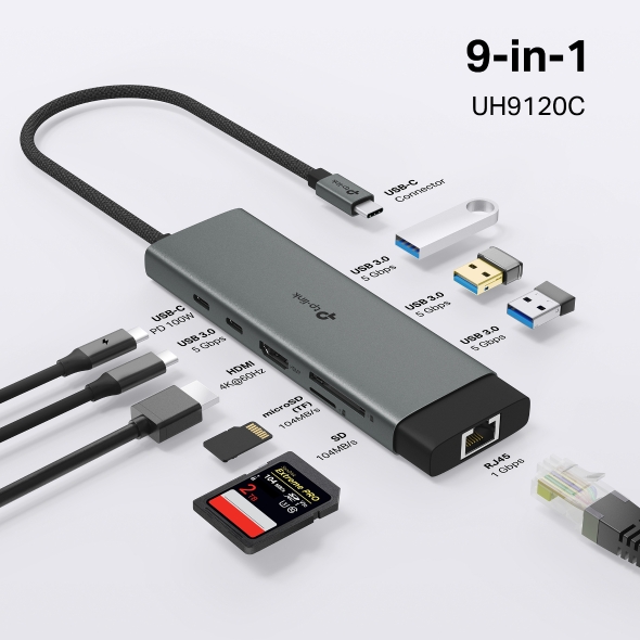 TP-Link UH9120C USB Type-C 9-in-1 Hub with 4K@60Hz HDMI, 1Gbps Ethernet, 100W PD - Image 6