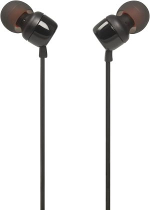 JBL Tune 110 Wired In-Ear Headphones JBLT110BLK with Pure Bass Sound and 1-Button Remote/Mic