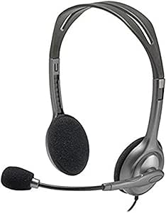 Logitech H111 Stereo On-Ear Headset with Microphone - Model, Wired, Black and Silver