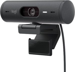 Logitech Brio 500 Webcam - Full HD, Auto Light Correction, Dual Noise Reduction Mics, USB-C