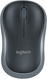Logitech M185 Wireless Mouse with 2.4G Receiver - Ergonomic Silent Design, Grey