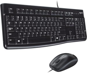 Logitech MK120 Wired Keyboard and Mouse Combo 920-002546 with USB Plug and Play, Full Size, English/Arabic Layout