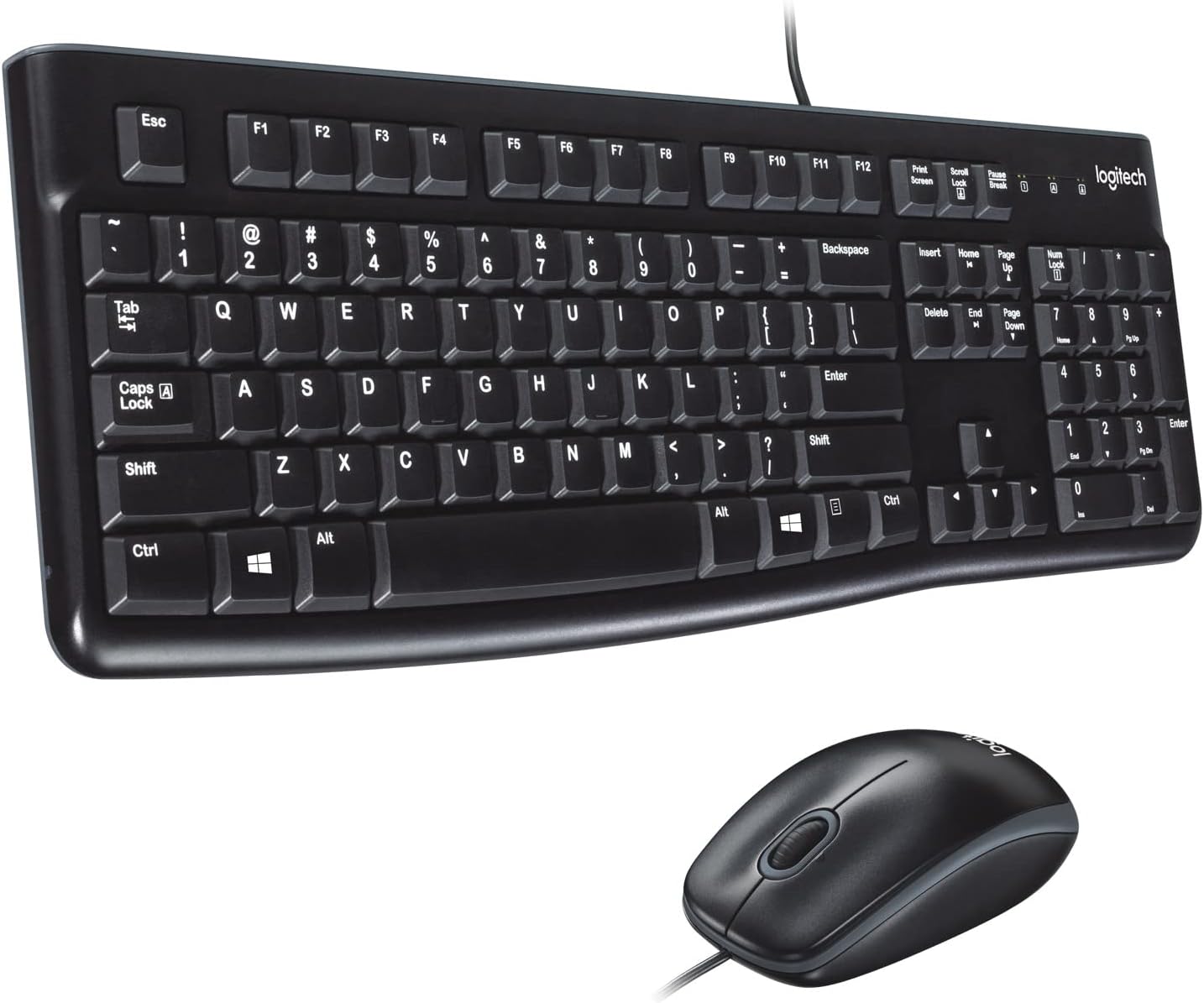 Logitech MK120 Wired Keyboard and Mouse Combo 920-002546 with USB Plug and Play, Full Size, English/Arabic Layout