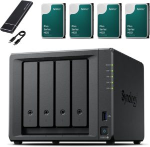 Synology DS925+ NAS Server Bundle with 32GB RAM and 16TB Storage (4 x 4TB HDD) plus 512GB External SSD Backup