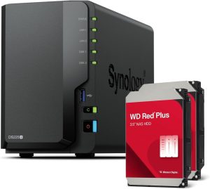 Synology DS225+ 2-Bay DiskStation NAS with Intel Celeron J4125 Quad-Core, 2GB DDR4 RAM, 12TB Bundle (2x 6TB WD Red Plus)