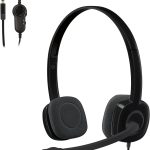 Logitech H151 Wired Headset 981-000589, Stereo with Rotating Noise Cancelling Microphone, 3.5 mm Jack