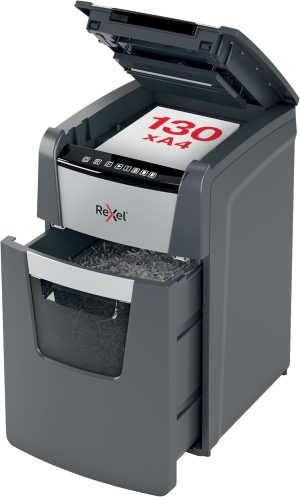 Rexel Optimum Auto Feed+ 2020130X - 130 Sheet Auto Feed Cross Cut Shredder, P-4 Security, 44L Bin