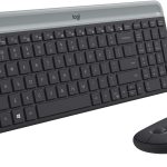 Logitech MK470 Slim Wireless Keyboard & Mouse Combo - 2.4GHz Unifying USB Receiver, Low Profile, Whisper-Quiet, Long Battery Life, Optical Mouse, Arabic Layout - Graphite