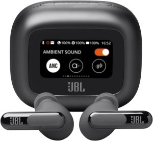 JBL Live Beam 3 True Wireless Noise-Cancelling Earbuds JBLLIVEBEAM3BLK with Smart Charging Case, Black