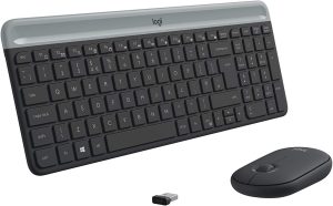 Logitech MK470 Wireless Keyboard and Mouse Combo - 2.4GHz USB Receiver, 12 FN Keys, Minimalist Design, Black