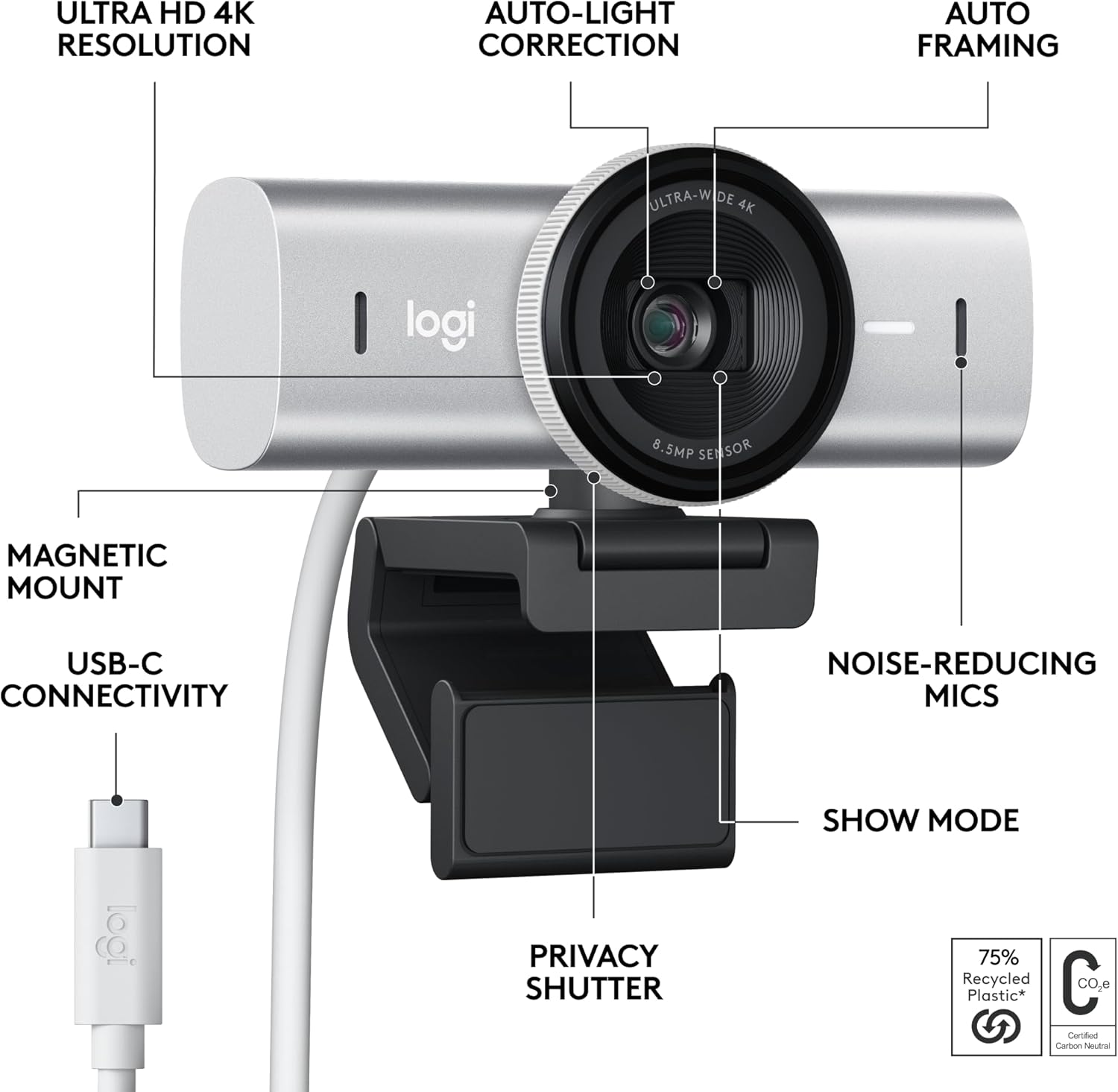 Logitech MX Brio Ultra HD 4K Webcam with 1080p 60 FPS, Dual Noise-Reducing Mics, USB-C - Image 6