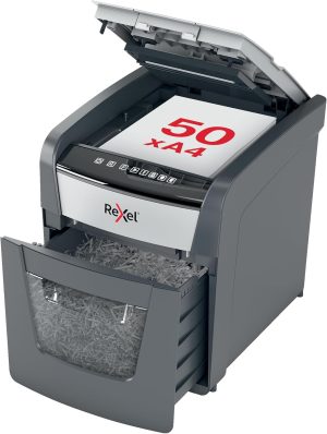 Rexel 2020050X 20L Automatic Feed Paper Shredder - 50 Sheet Capacity, P-4 Security, 1 Year Warranty