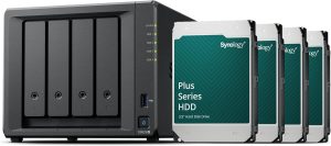 Synology DS925+ 4-Bay DiskStation NAS with AMD Ryzen Embedded V1500B Quad-Core, 4GB RAM, 2x RJ-45 1GbE LAN Ports - 16TB Bundle with 4x HAT3300-4T