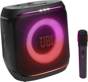 JBL PartyBox Encore 2 Portable Bluetooth Speaker JBLPBENCORE2UK with Wireless Mic, AI Boost, 15H Battery, Dynamic Lights, Auracast, Karaoke & Guitar Input, IPX4 Splashproof
