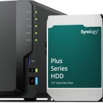Synology DS225+ 2-Bay DiskStation NAS with Intel Celeron J4125 4-Core 2.0 GHz, 2GB DDR4 RAM, 2xRJ-45 1GbE LAN Ports - 8TB Bundle with 2x HAT3300-4T