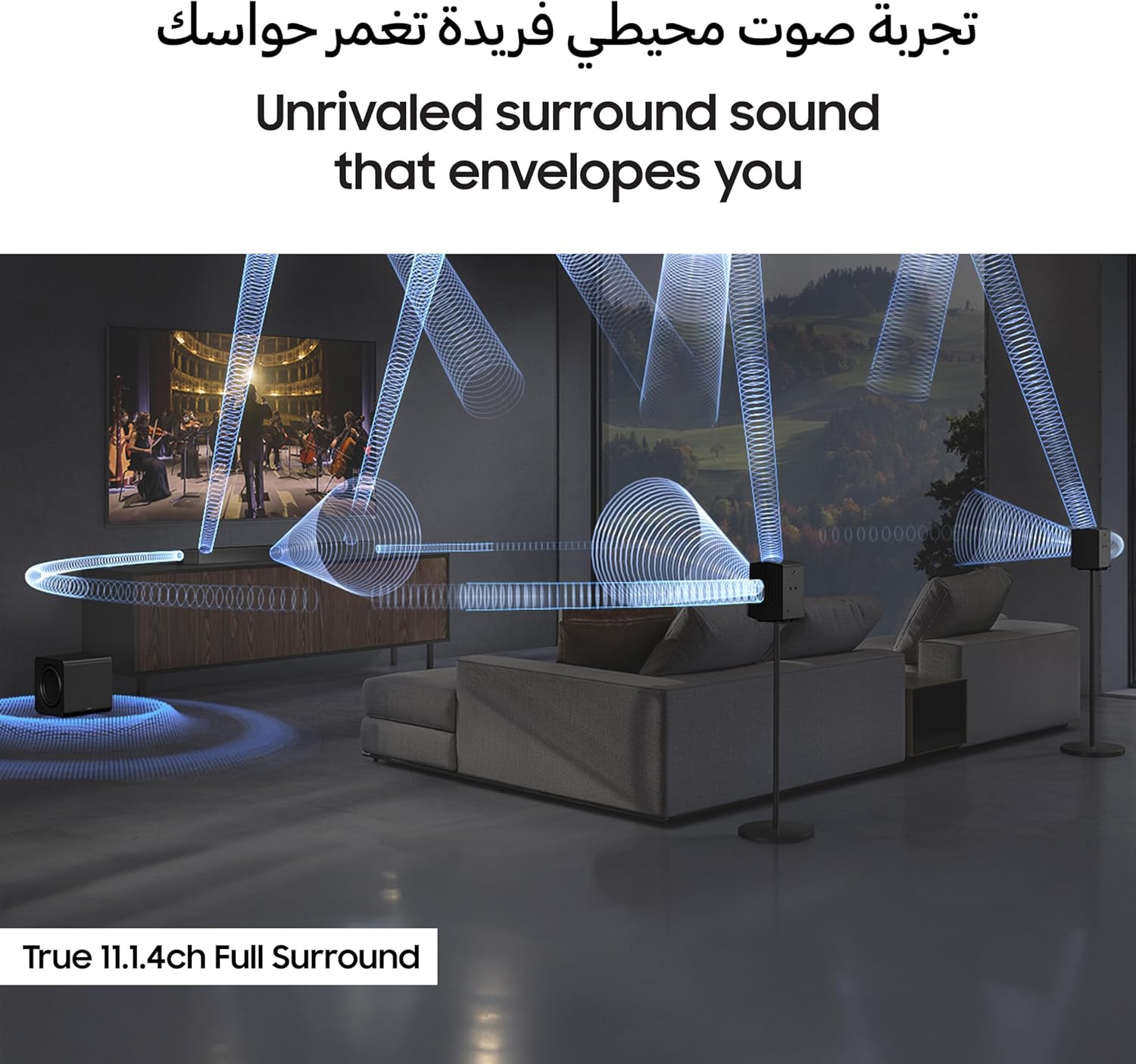 Samsung HW-Q990F 11.1.4 Channel Soundbar with Subwoofer & Rear Speakers, Wireless Dolby Atmos, Q-Symphony, SpaceFit Sound Pro - Image 2